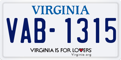 VA license plate VAB1315