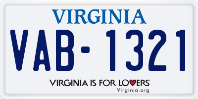 VA license plate VAB1321