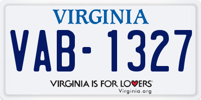 VA license plate VAB1327