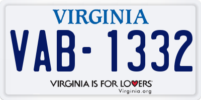 VA license plate VAB1332