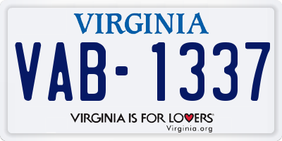 VA license plate VAB1337