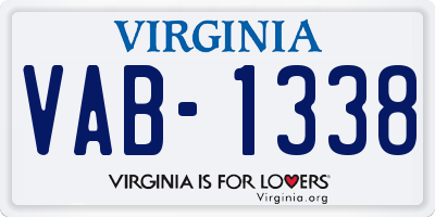 VA license plate VAB1338