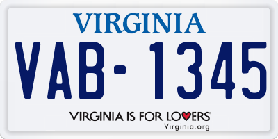 VA license plate VAB1345
