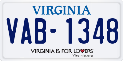 VA license plate VAB1348