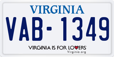 VA license plate VAB1349