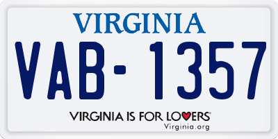 VA license plate VAB1357