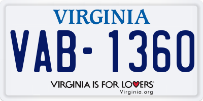 VA license plate VAB1360
