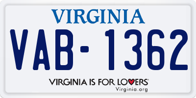 VA license plate VAB1362