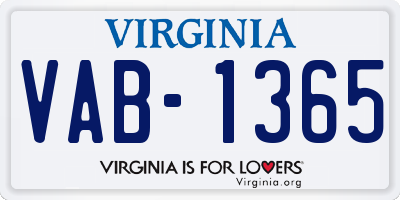 VA license plate VAB1365