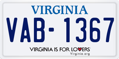 VA license plate VAB1367