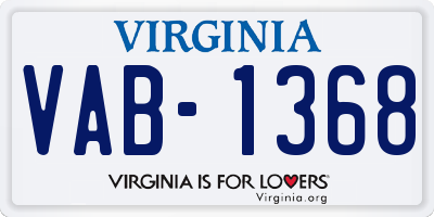 VA license plate VAB1368