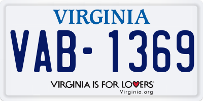 VA license plate VAB1369