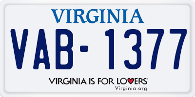 VA license plate VAB1377