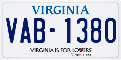 VA license plate VAB1380