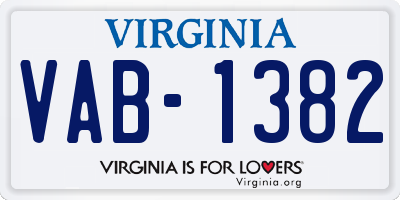 VA license plate VAB1382