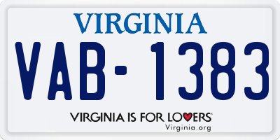 VA license plate VAB1383