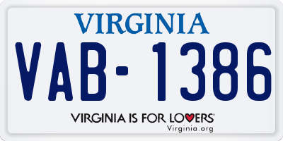 VA license plate VAB1386