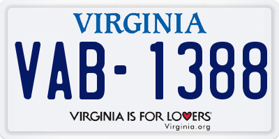 VA license plate VAB1388