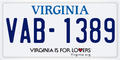 VA license plate VAB1389