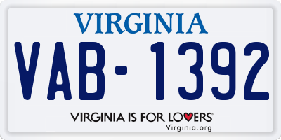 VA license plate VAB1392