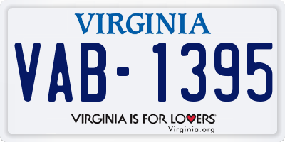 VA license plate VAB1395