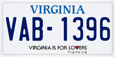 VA license plate VAB1396