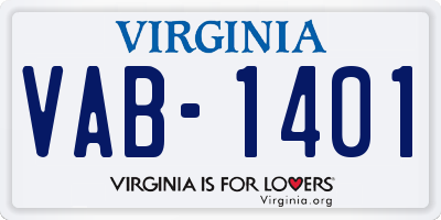 VA license plate VAB1401