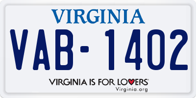 VA license plate VAB1402