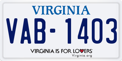 VA license plate VAB1403