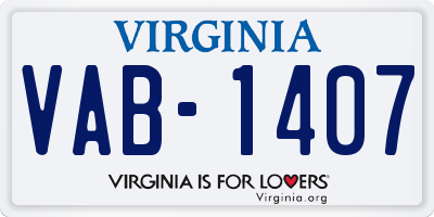 VA license plate VAB1407