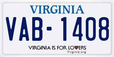 VA license plate VAB1408