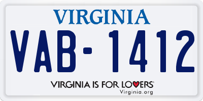 VA license plate VAB1412