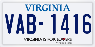 VA license plate VAB1416