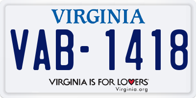 VA license plate VAB1418