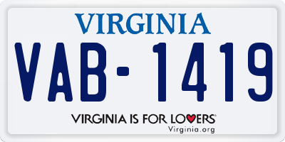 VA license plate VAB1419