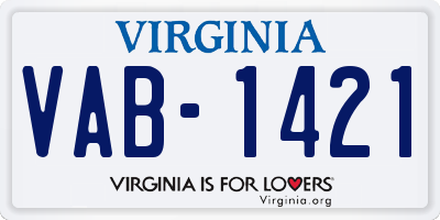 VA license plate VAB1421