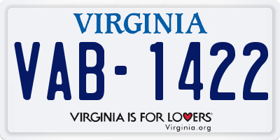 VA license plate VAB1422