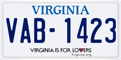 VA license plate VAB1423