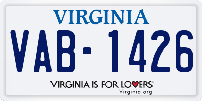 VA license plate VAB1426