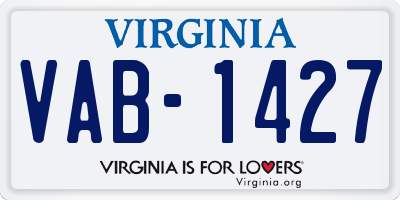 VA license plate VAB1427