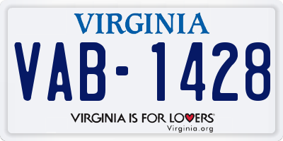 VA license plate VAB1428