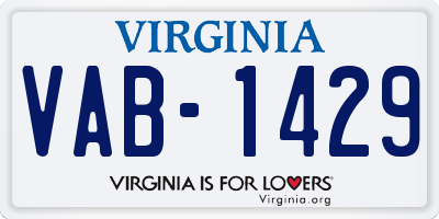 VA license plate VAB1429