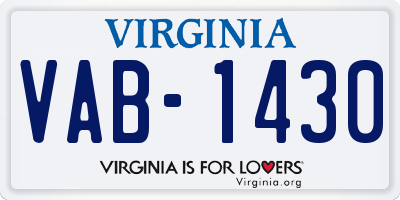 VA license plate VAB1430