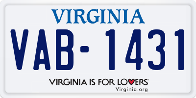 VA license plate VAB1431