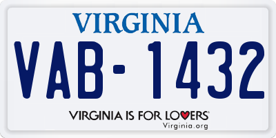 VA license plate VAB1432