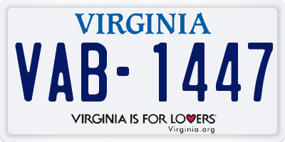 VA license plate VAB1447