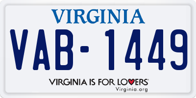 VA license plate VAB1449