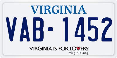 VA license plate VAB1452