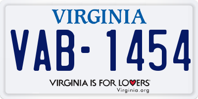 VA license plate VAB1454