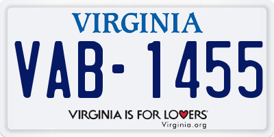 VA license plate VAB1455